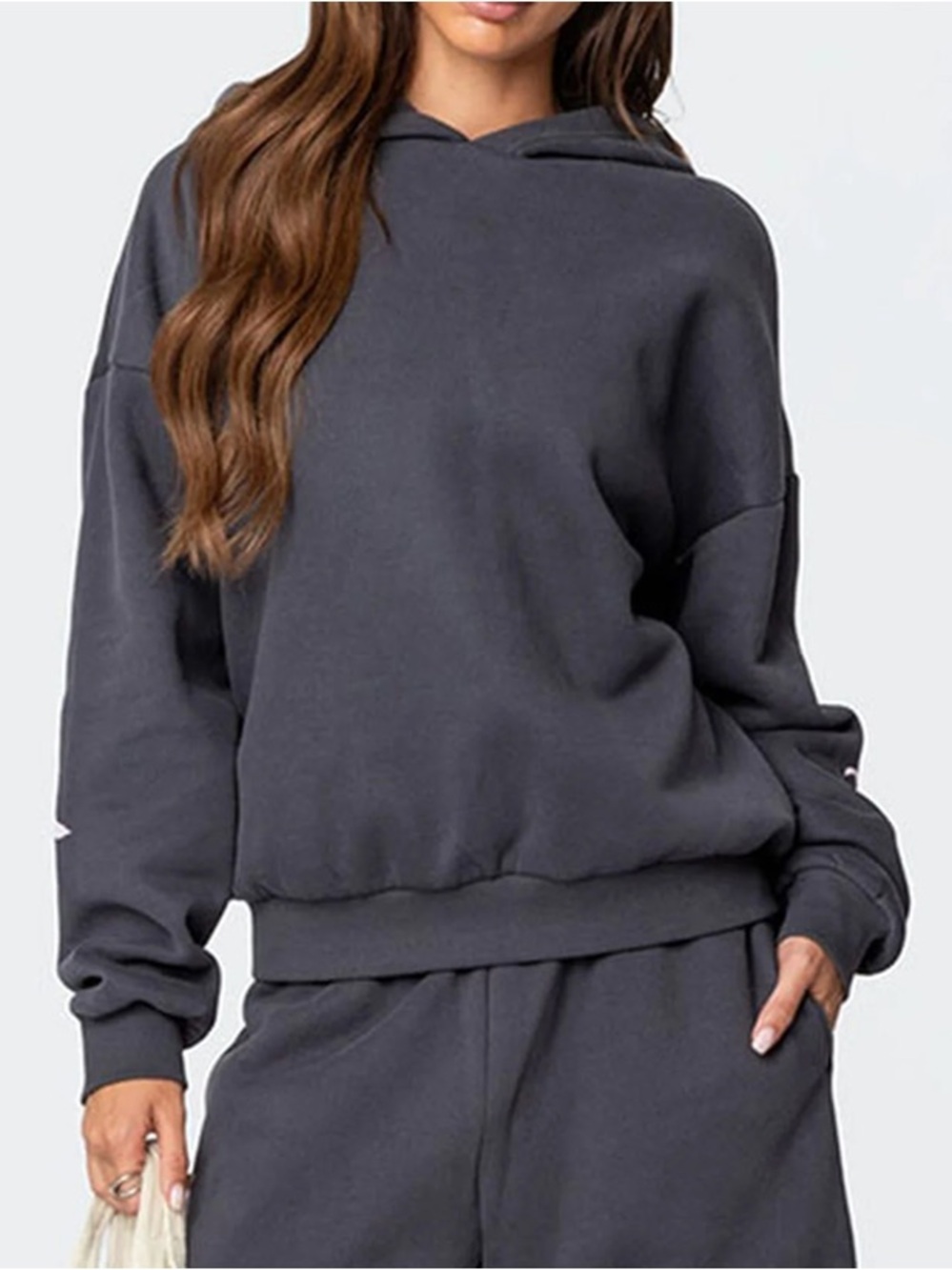 Edikted Bonney Bow Gray Pink Oversize Cozy Coquette Long Sleeve Hoodie Size S - Picture 3 of 9
